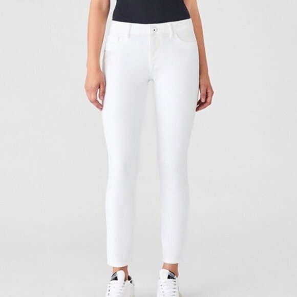DL1961 Womens White Stretch Margaux Instascuplt Ankle Skinny Jeans Size 29 - Picture 1 of 10
